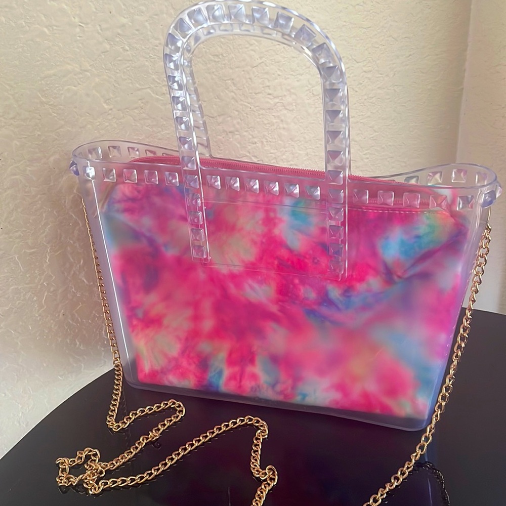 Pink multi color crossbody bag